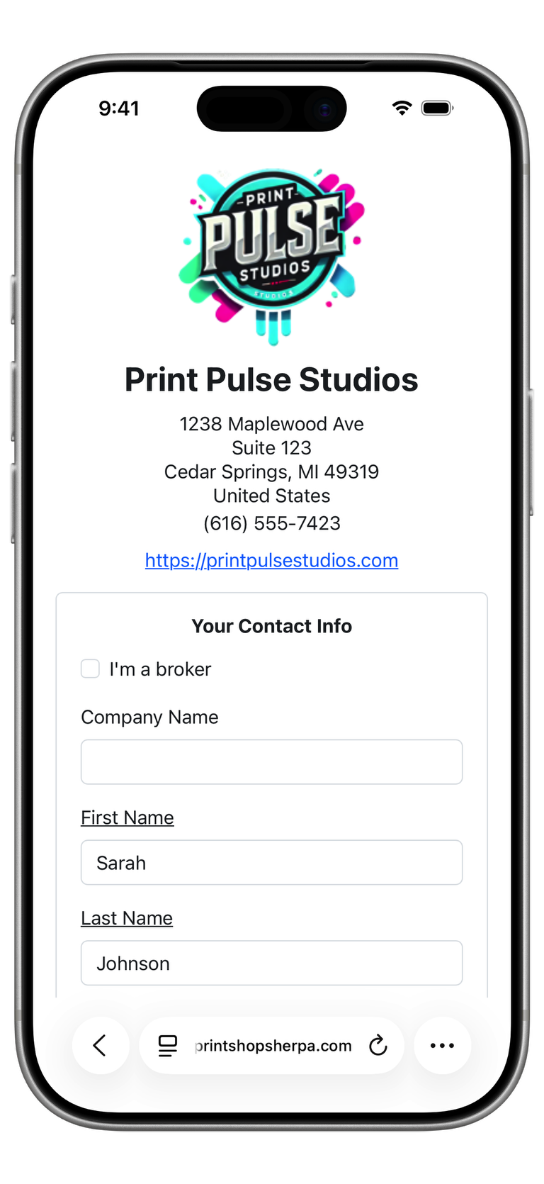 Contact Us Contact Screenshot